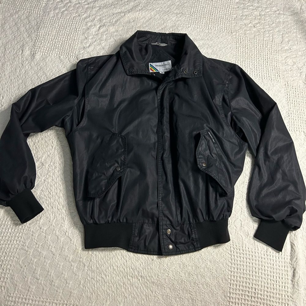 Members Only Black Bomber Jacket Size 38